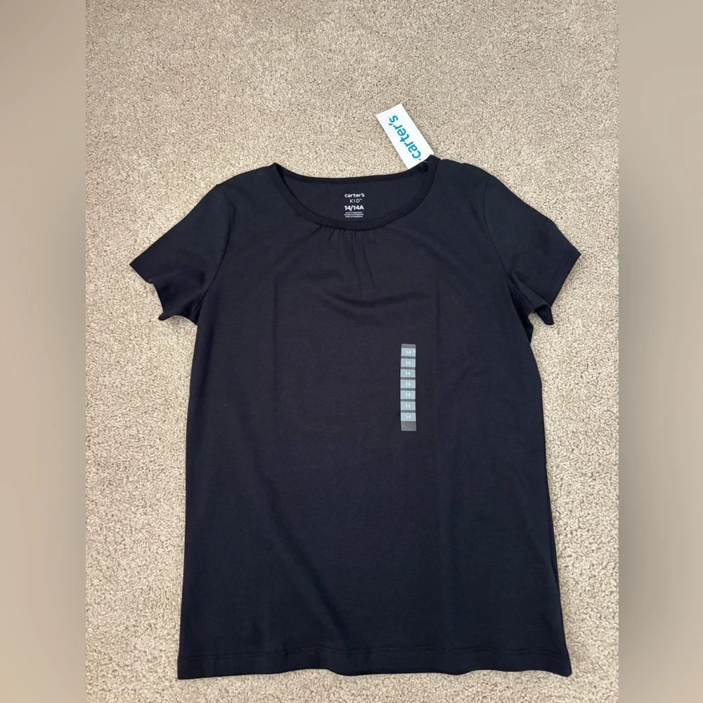 Girls carters black short sleeve tee 100% cotton. NWT